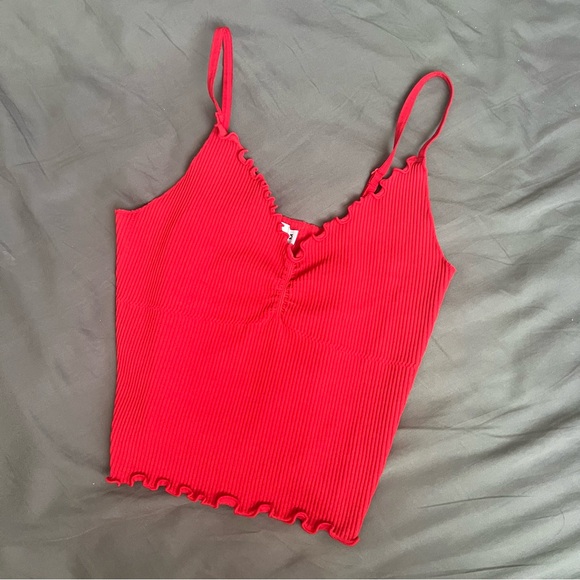 Red Ribbed Camisole Top - Picture 3 of 6